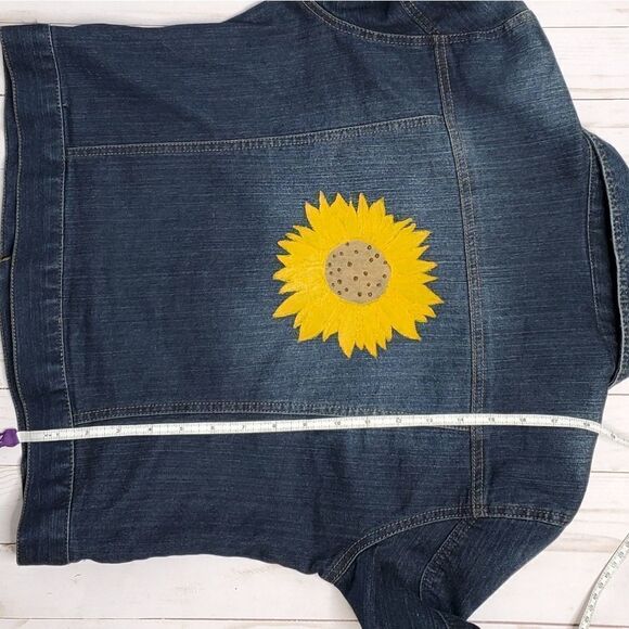 SUNFLOWER denim jacket‎ hand painted dark wash blue M - Picture 8 of 9
